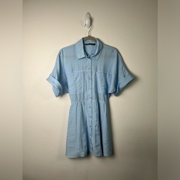 Yadira® | Striped long sleeve button down mini shirt dress